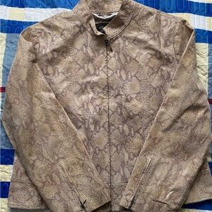 Terry Lewis Classic Luxuries Beige Snake Print Leather Jacket